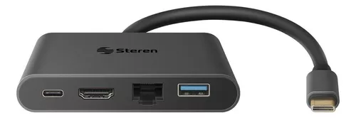 Adaptador Steren USB-C a HDMI / USB 3.0 / USB-C / Ethernet RJ45