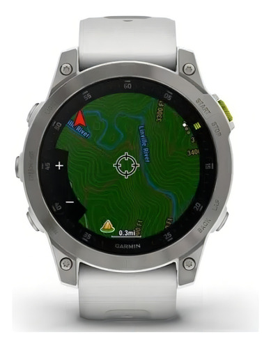 Relógio Garmin Epix Gen 2 Safira Branco Titânio c/ pulseira de silicone Branca com Monitor Cardíaco de Pulso e GPS