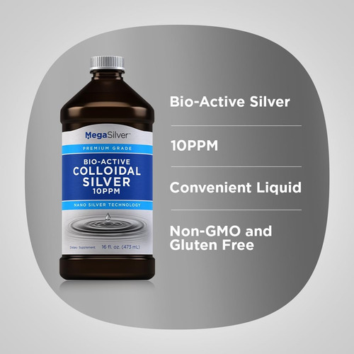 Coloides De Plata Líquido 473 Ml 10 Ppm Bioactivo Premium Te Sabor