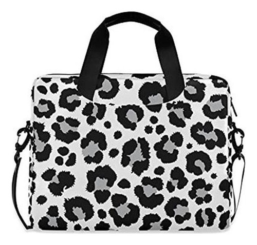 Maletín - Negro Gris Leopard Jaguar Print Slim Laptop Sleev