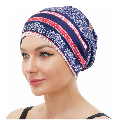 Gorro Para Dormir Tipo Bandana Con Forro De Satén Estampado