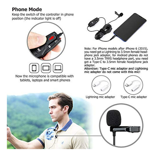 Micrófono Lavalier De Solapa Con Clip Lav Para Sony Zv-1f Zv