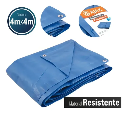Lona Azul Reforçada 4x4 Metros 100 Micras Ajax | MercadoLivre
