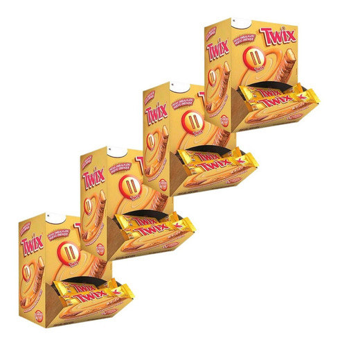 Chocolates Com Recheio De Caramelo Twix 15g Kit Com 4 Caixas