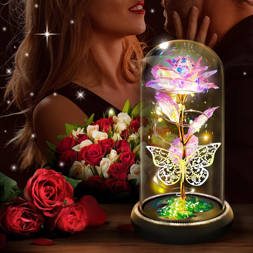 Una Luz Nocturna De Cristal Con Forma De Flor Eterna.