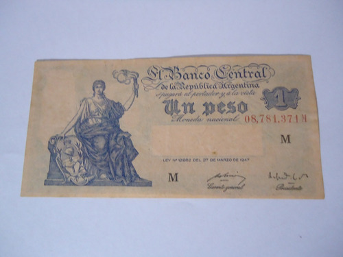 Billetes De $ 1. Serie M  Progreso 1949  Bot 1838