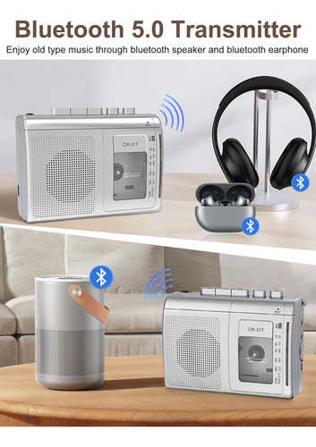 Reproductor Y Grabador De Casetes Jazmm Con Transmisor Bluet