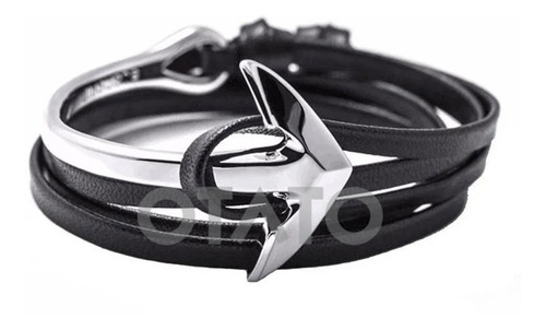 Pulsera Hombre - Pulsera Cuero Genuino - Dije Acero Modelo Ancla - Brazalete Hombre - Pulsera Ancla - Pulseras Hombre