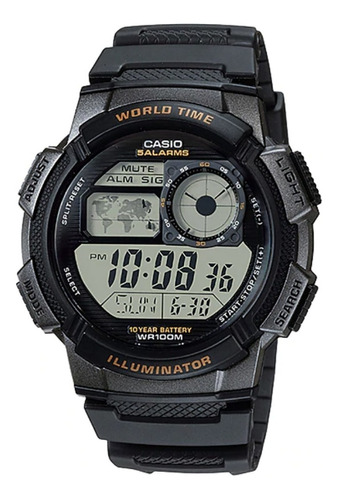 Reloj Casio Ae1000 5 Alarmas Hora Mundial Crono Temporizador