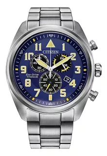 Reloj Citizen Eco Drive Garrison Original Para Hombre E-w Color De La Correa Plateado Color Del Bisel Plateado Color Del Fondo Azul