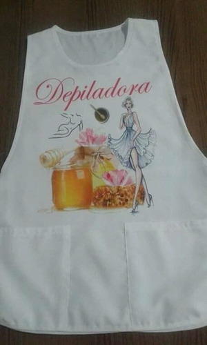 Avental Bata Depilação - 2 Bolsos, Amarra Na Lateral