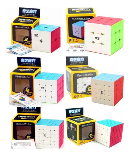 Pack 6 Cubos Rubik Qiyi 2x2 + 3x3 + 4x4 + 5x5 + 6x6 + 7x7