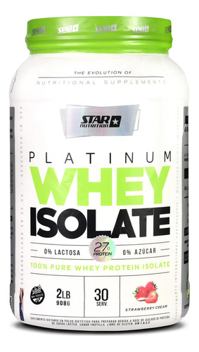 Star Nutrition Platinum Whey Isolate Proteínas Sabor Crema de fresa En Pote De 908g