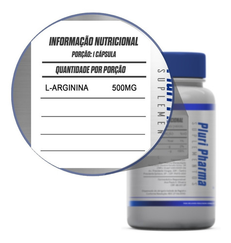 L-arginina - Pré Treino - 500mg - 30 Cápsulas Sabor N/a