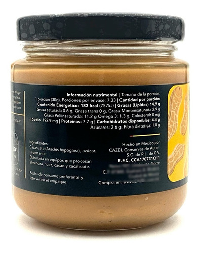 Imagen 3 de 6 de Crema De Cacahuate Oaxaqueño Con Azúcar 100% Natural 220g