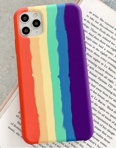 Capa De Silicone Arco Íris Para Apple iPhone 11 Pro