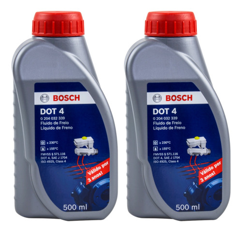 Fluido De Freio Bosch Dot 4 500ml Brake Fluid 2 Unidades