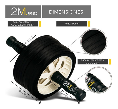 Rueda Abdominales Doble Entrenamiento Fitness Ejercicio Gym