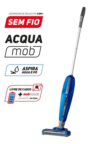 Aspirador De Pó E Água 2 Em 1 Vertical Acqua Mob Sem Fio Wap Cor Azul 110V/220V