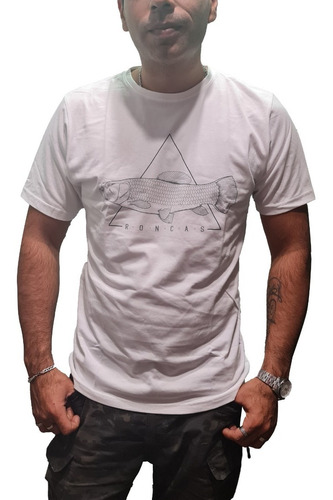 Remera Pesca Urbana Roncas Tararira Algodón M.corta Blanco