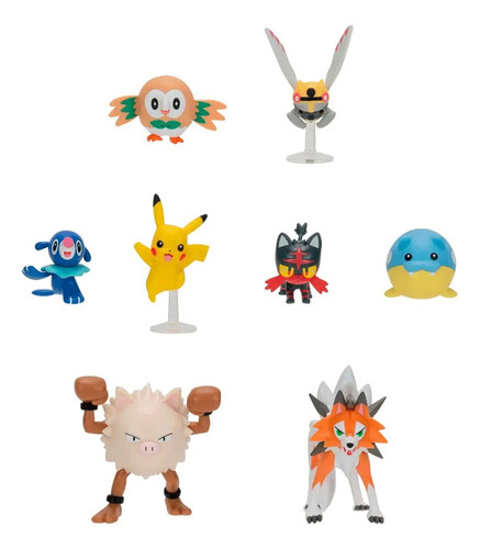 Pokemon Pikachu + Lycanroc + Rowlet + Litten + Popplio. Set