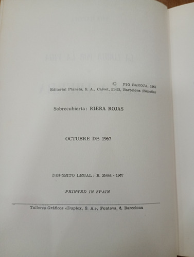 Mala Hierba Pío Baroja Planeta 1967 (Usado)