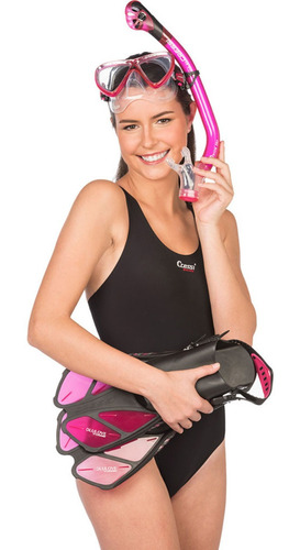 Kit Mergulho Máscara+snorkel+nadadeira Cressi Bonete