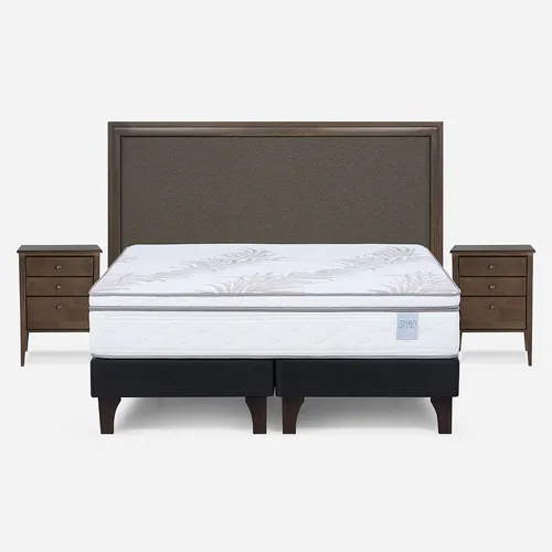 comprar Cama Europea Neo Plus 2 Pl Bd +respaldo Nolita Café+velador