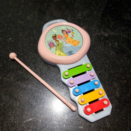 Xilofone Brinquedo Princesas Disney Cinderela Bela Tiana Cor Rosa