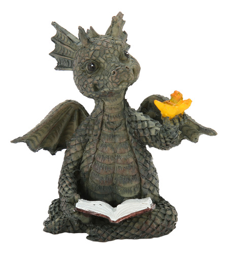 Estatua De Libro De Lectura Para Bebé Dragon Garden Decor, I