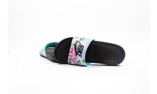 Nike Benassi Jdi Mujer Floreadas - Negro Celeste