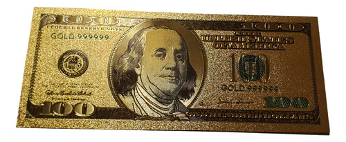 Billete Replica Rigido 100 Dolares Cara Grande Color Oro