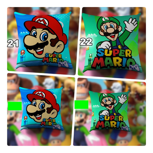 Souvenir 5 Almohadas 20x20 Cm Compatible Con Super Mario