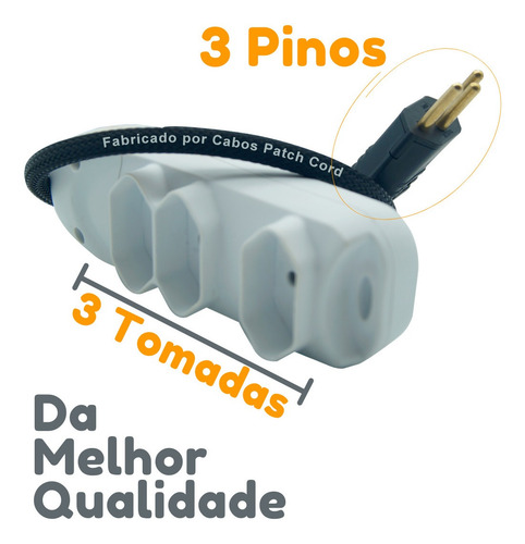 Imagem 5 de 6 de Extensão Elétrica Bivolt 8 Metros Profissional 3 Tomadas