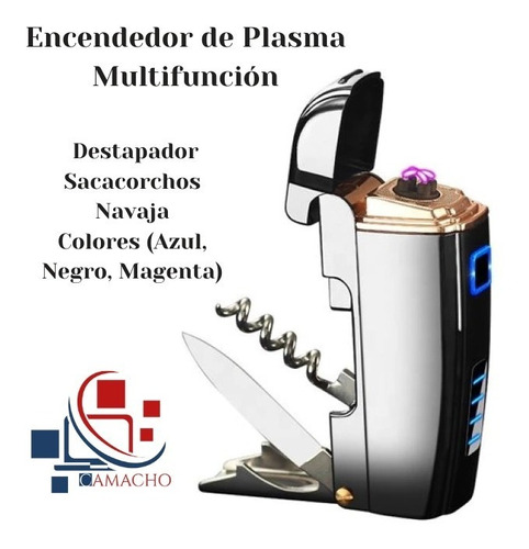 Encendedor De Plasma Con Navaja, Destapador, Saca Corchos.