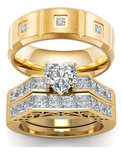 Wedding Ring Set Dos Anillos Para Parejas Para Mujer, De Or.