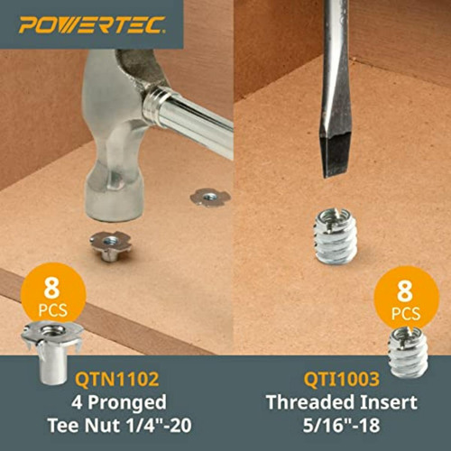 Powertec 71174 T-track Jig Hardware Kit, 5/16/ -18, 46 Pcs