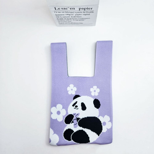 Bolso De Punto Panda, Reutilizable Para Mujeres Y Niñas