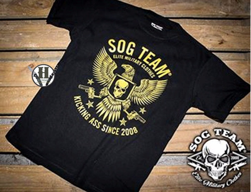 Remera Tactica Negra Aguila Urban Warrior Sog Team