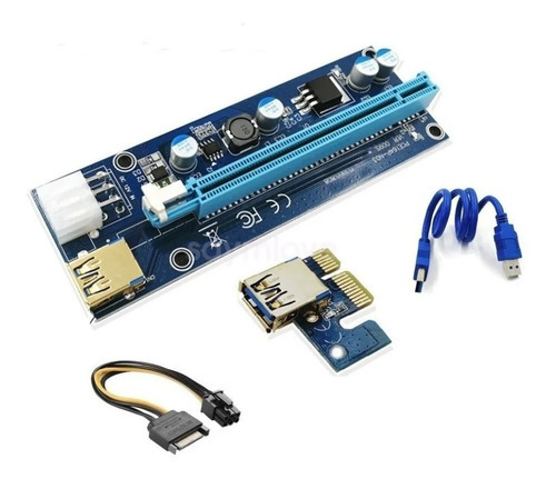 Placa Riser 009s Pci-e Cabo Usb 3.0 Extensor 60cm Cor Azul