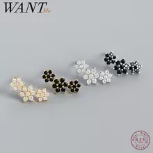 Wantme-aros De Plata De Ley 925 Con Forma De Flor Para Mujer