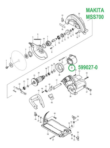 Campo 599027-0 P/sierra Circular Makita M5802 Mss700 Mt580