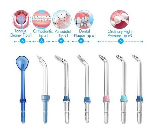 Set De 7 Picos/puntas Para Waterpulse Niceefeel Bucal Oral Color Transparente