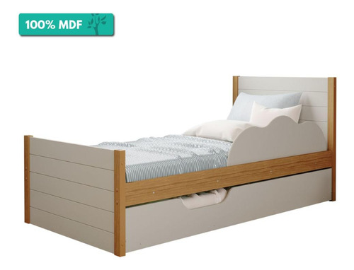 Bicama Solteiro Protetor Lateral Mdf Elza Nature/off White