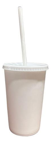 Vaso Con Popote 21 Pzas Reusable Personalizados Todos 16oz Blanco