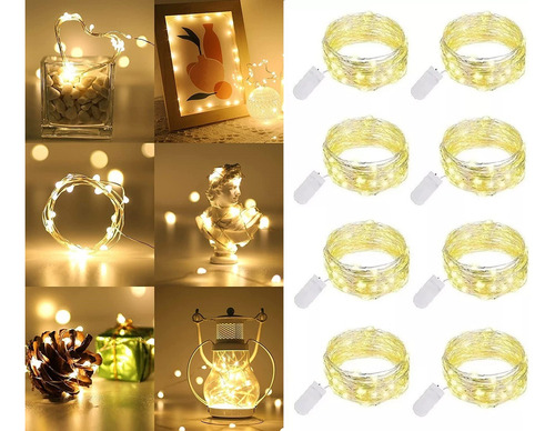 Luces De Hadas Luces De Cadena Decorativas 1m 20 Led, 8 Pzs