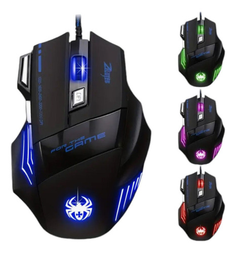 Mouse Gamer Con Cable Usb Y Retroiluminación Rgb Color Negro