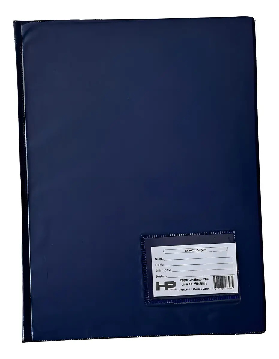 Kit Pasta Catálogo A4 50 Plásticos Preta / Cores 10 Unidades Cor Azul-marinho