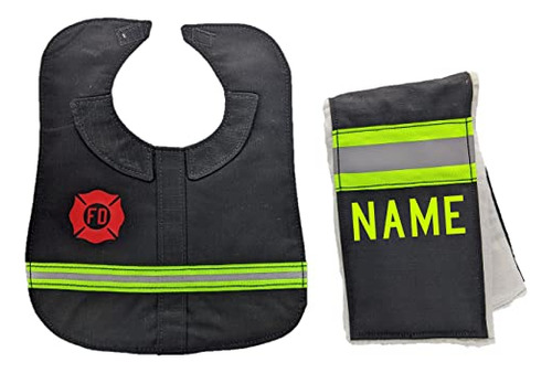 Baberos Para Bebé Firefighter Personalized Black Baby Burp R