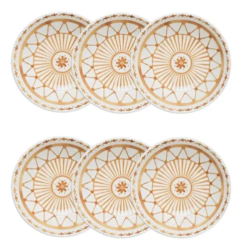 Conjunto 6 Pratos Fundos Unni Nuray 205cm Branco Oxford